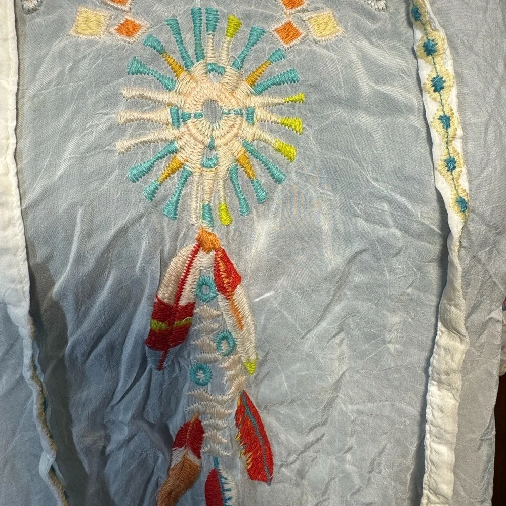 EUC - RARE Johnny Was oversized white embroidered poncho/tunic - Size Large - Picture 3 of 16